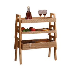 Solid Wood Multi Layer <b>Storage</b> <b>Rack</b> 3 Floors Standing Type Modern Durable Home <b>Kitchen</b> Balcony Use - Product Image 5