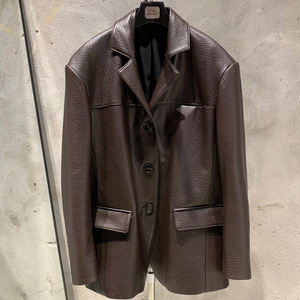 Giacca <span class=keywords><strong>Blazer</strong></span> Oversize per <span class=keywords><strong>Donna</strong></span>, Giacche di Lusso in Vera <span class=keywords><strong>Pelle</strong></span> di Pecora, Giacca in Vera <span class=keywords><strong>Pelle</strong></span> Scamosciata - Product Image 2