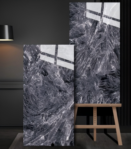 Piastrella in Gres Porcellanato Effetto Seta Grigio Scuro Versatile 600x1200 Lucido per Installazione a Parete e Pavimento - Product Image 1