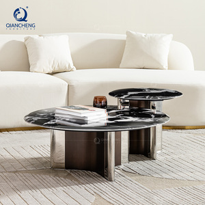 Phật Sơn Quảng Châu sofa Bàn cà phê giữa thế kỷ hiện đại sang trọng cổ điển Faux đá cẩm thạch khung thép không gỉ cho Vòng Bàn cà phê - Product Image 4