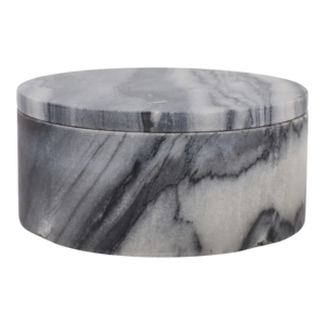 Scatola portaoggetti decorativa in marmo con coperchio rotondo per soggiorno, camera da letto, bagno - Product Image 1