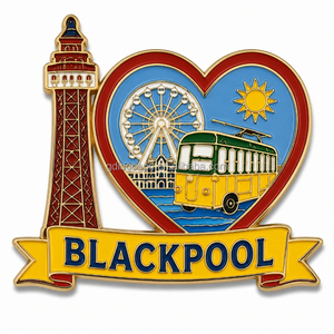 Aimant de réfrigérateur personnalisé en émail sur le thème de Blackpool : Tour, tramway, <span class=keywords><strong>grande</strong></span> <span class=keywords><strong>roue</strong></span> – Souvenir touristique en métal d'<span class=keywords><strong>Angleterre</strong></span> – Vente en gros - Product Image 1