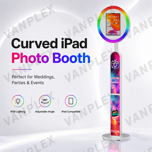 Kiosque photo <span class=keywords><strong>selfie</strong></span> en métal arqué pour iPad, coque de photomaton 10,2-13 pouces avec lumière RGB pour location événementielle et fêtes - Product Image 1