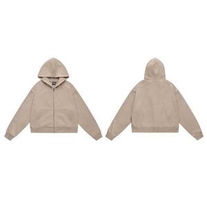 H5526 Fabricant de vêtements, vente en gros, sweats à capuche personnalisés en coton 100% 350 g/m², sweats à capuche pour hommes avec fermeture éclair - Product Image 1