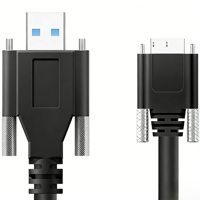 Kabel USB 3.0 Machine Vision Tipe A ke Micro B dengan Pengunci Sekrup Ganda, Kabel USB Kamera Industri Tembaga Terlilit Fleksibel