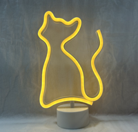 Lampu bunga Neon LED, lampu meja PVC dekorasi ruang Game dan kamar tidur dioperasikan baterai