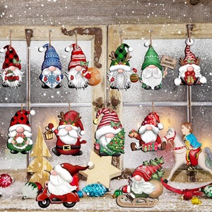 24 décorations suspendues en <span class=keywords><strong>bois</strong></span> en forme d'<span class=keywords><strong>elfes</strong></span>, pendentifs Père Noël, décorations pour sapin de Noël, fabriquées en Chine - Product Image 4