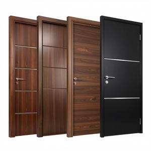 Puerta de Madera de Teca Sólida con Acabado Moderno y Diseño Impermeable para Casa, Personalizable - Product Image 1