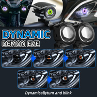 Nouveaux feux LED dynamiques Devil Eyes 12V-36V pour phares de voiture, 7 modes/33 modes avec lentille, télécommande