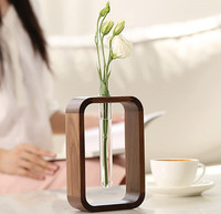 Plantes hydrophiles support table eau plantation Stations de Propagation décor verre Tube fleurs Vase avec support en bois
