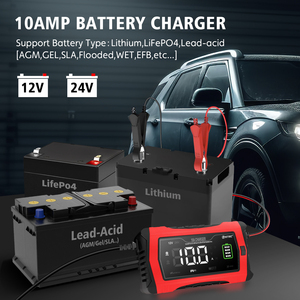 HTRC Full-Automatic 12V/24V Cargador <span class=keywords><strong>de</strong></span> batería <span class=keywords><strong>de</strong></span> coche 10A/5A Potencia rápida <span class=keywords><strong>para</strong></span> Auto Coche Motocicleta <span class=keywords><strong>Baterías</strong></span> <span class=keywords><strong>de</strong></span> plomo-ácido Tipo eléctrico - Product Image 5