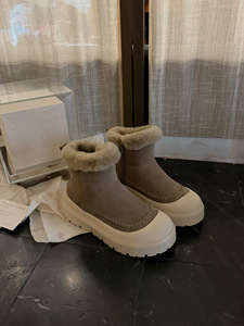 Bottes de neige montantes rétro en cuir véritable et laine, avec rembourrage et épaississement supplémentaires pour une chaleur accrue, bottes courtes - Product Image 3