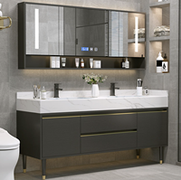Meuble sous-vasque de salle de bain de style moderne évier intégré en pierre avec éclairage de miroir LED accessoires de lavabo pour maison et villa