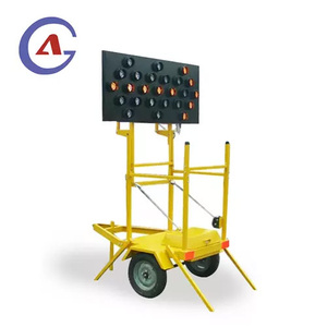 Multiple Styles Available: 15 Light 25 Light Yellow Flashing LED Solar Road Traffic Safety Folding Truck LED Arrow <b>Sign</b> - Product Image 1