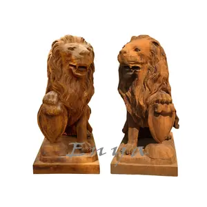 Life Size Garden Statues Cast Iron Big Paired Garden Large Outdoor Lion Animal Statues Life Size