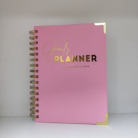 Fournitures de bureau cahiers spirale couverture rigide objectifs planificateur feuille d'or rose 48 feuilles Pages vierges A5 cahier Agenda organisateur