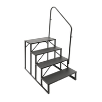 Escalier personnalisé à 4 marches pour camping-car avec 2 mains courantes Escalier de maison mobile en métal robuste Marches de camping-car pour remorque de voyage Spa Piscine Porche