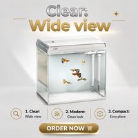Aquarium de bureau en verre, kit complet avec éclairage LED et pompe de filtration multi-étapes pour la maison et le bureau
