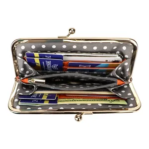 AndoBag Cartera con Cierre Kiss Lock para Mujer, Cuero Vacuno Genuino, Gran Capacidad, Tarjetero, Bolso de Mano de Moda, Monedero para Teléfono 1468 - Product Image 5