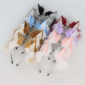 Plush Animal Ears Headband Faux <b>Fur</b> Cat Ear Headdress Adjustable Costume Prop for Cosplay Halloween Party - Product Image 6