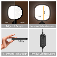 Lampe de bureau LED à éclairage doux et protecteur pour les yeux, technologie Edge-lit, 5 pouces, lampe de travail, éclairage d'écran pour visioconférence et Zoom, idéale pour le télétravail