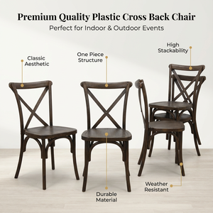 Sedia impilabile Sunzo in legno massello di faggio con schienale a croce, portata 250 kg, stile rustico francese, per eventi, matrimoni, sala da pranzo, con seduta in rattan - Product Image 5