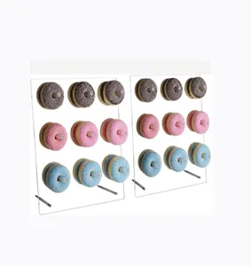 Soporte de exhibición de pared de Donut acrílico, 2 paquetes de cristal, hecho a mano