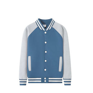 Vente en gros Collage Coréen Lycée Rayé Écusson Baseball Col Blanc Vêtements de Travail Rouge Bleu Garçons Fille Varsity Veste - Product Image 6