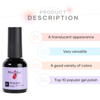MissGel Gel Cristal Translucide OEM Rebranding Nails Supplies Salon Bulk High Pigment Esmalte Permanentes UV Nail Gel Polish