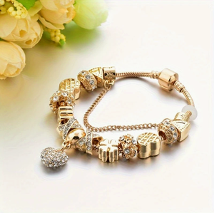Nuevas Pulseras <span class=keywords><strong>de</strong></span> Lujo con Cuentas Doradas para Mujer, <span class=keywords><strong>Pulsera</strong></span> <span class=keywords><strong>de</strong></span> Moda para Fiesta, <span class=keywords><strong>Pulsera</strong></span> con Colgante <span class=keywords><strong>de</strong></span> Corazón Chapado en <span class=keywords><strong>Oro</strong></span> - Product Image 3
