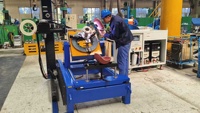 Torno automático de soldadura de cuellos de brida de alta resistencia, con soporte de centro giratorio, para bridas de gran diámetro y boquillas de recipientes
