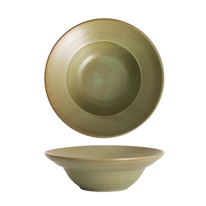 Taza de cerámica gruesa de estilo japonés, cuenco Dim Sum Retro de patas altas, plato poco profundo transparente para ensalada fría, postre transfronterizo - Product Image 1