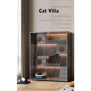Casa de gato de madera interior grande nueva llegada de moda Moderna villa de gato personalizable para sala de estar patrón de animales - Product Image 3