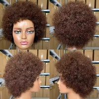 Perruque de style africain sans colle, franges épaisses, perruque courte bob, adaptée aux femmes noires, densité 180 %, entièrement tissée à la machine, qualité 12A