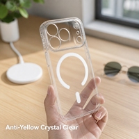 Casing Ponsel Magnetik Transparan 1.2mm Hard PC untuk iPhone 18 Pro 18 ProMax Samsung, Anti-Kuning, Potongan Presisi, Mendukung Pengisian Daya Nirkabel