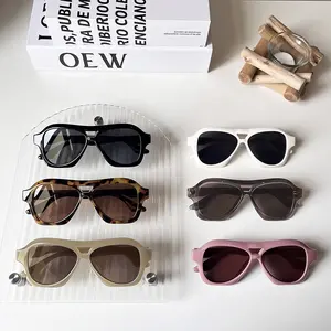 New Classic Oversized Sunglasses Trendy High Quality Fashion Brand Designer Double Bridge Glasses Uv400 Protection