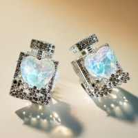 Perles de bouteille de parfum en alliage de pierres précieuses coeur pour la fabrication de chaînes de téléphone stylo bricolage