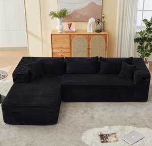 Juego de Sofás Modulares Seccionales, Chaise Longue, No Requiere Montaje, Sofá Moderno en Forma de L de Pana, Ajustable, para Apartamento, Hotel, Villa - Product Image 2