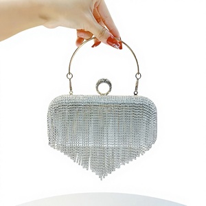 Cross-border Europe United States Tassel Rhinestone <b>Clutch</b> Evening Dress Encrusted Diamonds Polyester Exposed Closure Tanjing - Product Image 1