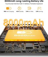 Moniteur portable tactile 15,6'', fonction tactile sensible à 10 points, fonctionnalités d'écran tactile, FHD 1080p, 8000mAh