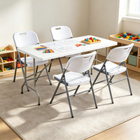 Tables pliantes en plastique robustes pour l'extérieur, 180 cm (6 pieds), avec poignée