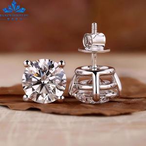 Pendientes de Diamantes Cultivados en Laboratorio con Certificación GIA IGI, HPHT CVD, 1, <span class=keywords><strong>2</strong></span>, <span class=keywords><strong>3</strong></span> Quilates, Oro Sólido de 10k, 14k, 18k, 4 Puntas - Product Image 1