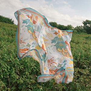 Vendita calda alla moda usignolo e sciarpe con stampa di Rose sciarpa per la testa avvolge sciarpa per capelli in seta di gelso da donna - Product Image 4