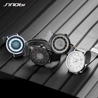 SINOBI bleu marine montres en cuir OEM ODM marque privée montre à Quartz hommes en acier inoxydable analogique Saat