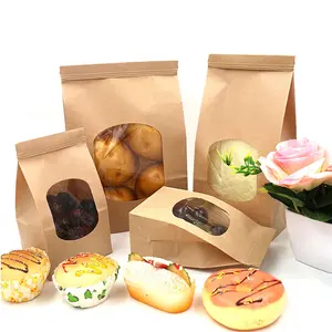 Saco de empacotamento de alimentos para padaria impresso personalizado pão pão bagel torradas sacos de pão embalagem de plástico com janela