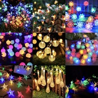 Guirlandes lumineuses LED en plastique pour décoration intérieure et camping, motifs étoiles et boules de cristal, tendance, pour marché nocturne, IP65