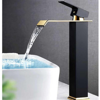 Robinet de lavabo de salle de bain cascade en laiton mélangeur chaud froid grue évier robinet carré robinet de salle de bain