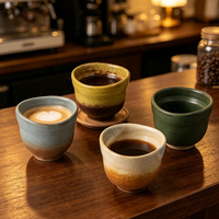 Tasses en grès de style minimaliste sans anse, multicolores rustiques, pour café, vaisselle, thé de l'après-midi et coffret cadeau