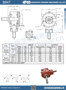 ND B847 Hochwertiges Kegelradgetriebe 1:3 Übersetzungsverhältnis Gusseisen ISO9001 Zertifiziert 90 Grad Rechtwinkliges Untersetzungsgetriebe - Product Image 6