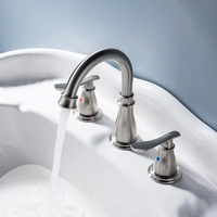 Robinet moderne double eau chaude/froide avec compteur, nickel brossé, montage sur comptoir, en acier inoxydable, avec cartouche céramique, entreaxe 8 pouces, 3 sorties